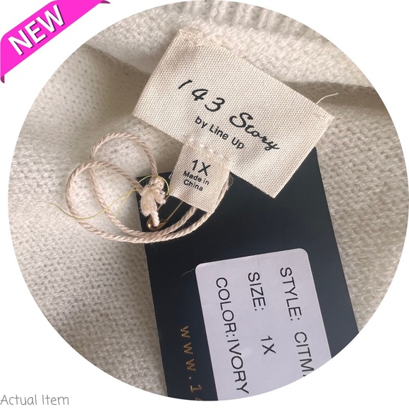 ๐ NWT 143 Story by Line Up Ivory White Ruffle Sweater Size 1XL ๐ค - Picture 3 of 6